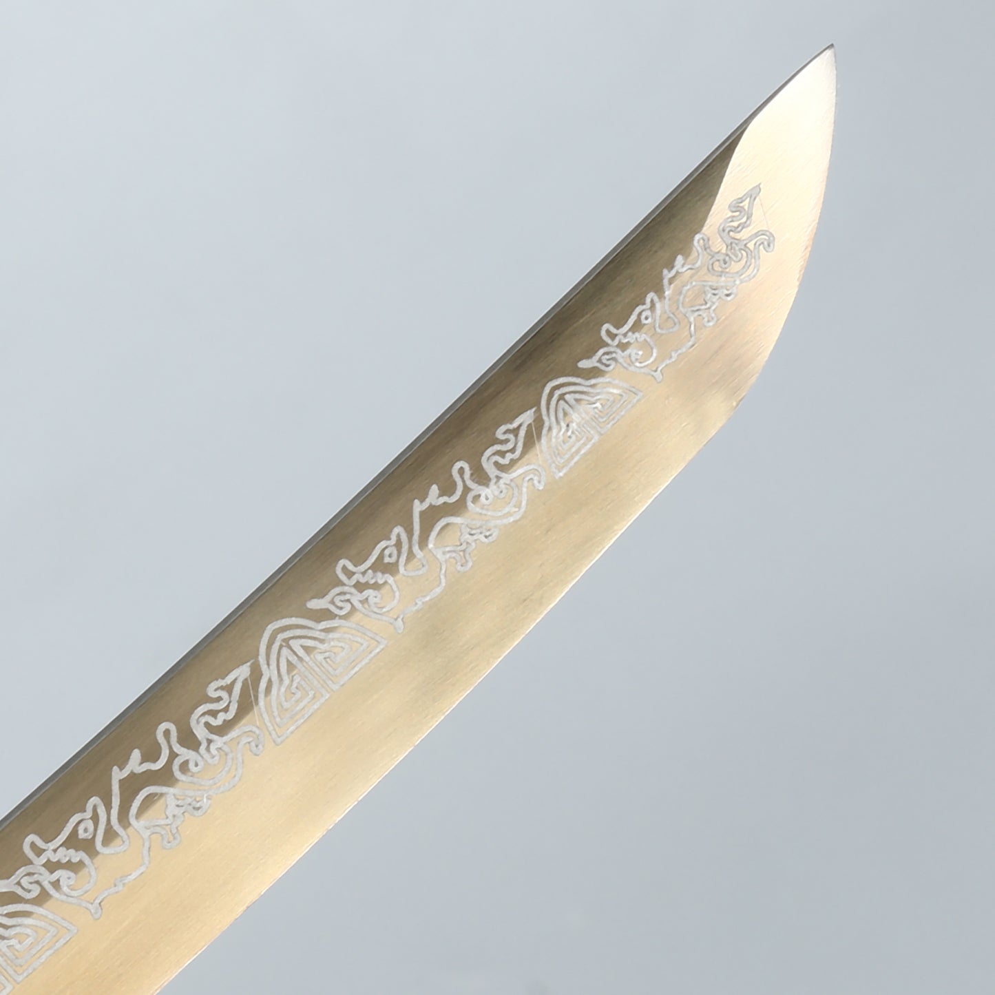 20Inch Real Tantou Flame Blade Japanese Sword 1095 Steel Blade roasted gold Katana Samurai Sharp Full Tang