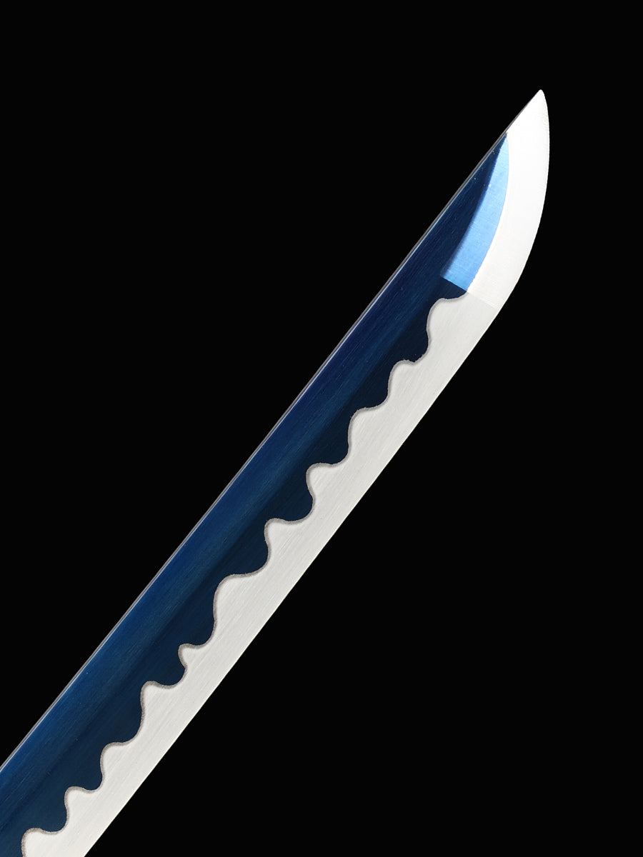 Handmade Japanese Katana Sword High Manganese Steel With Blue Blade And Scabbard