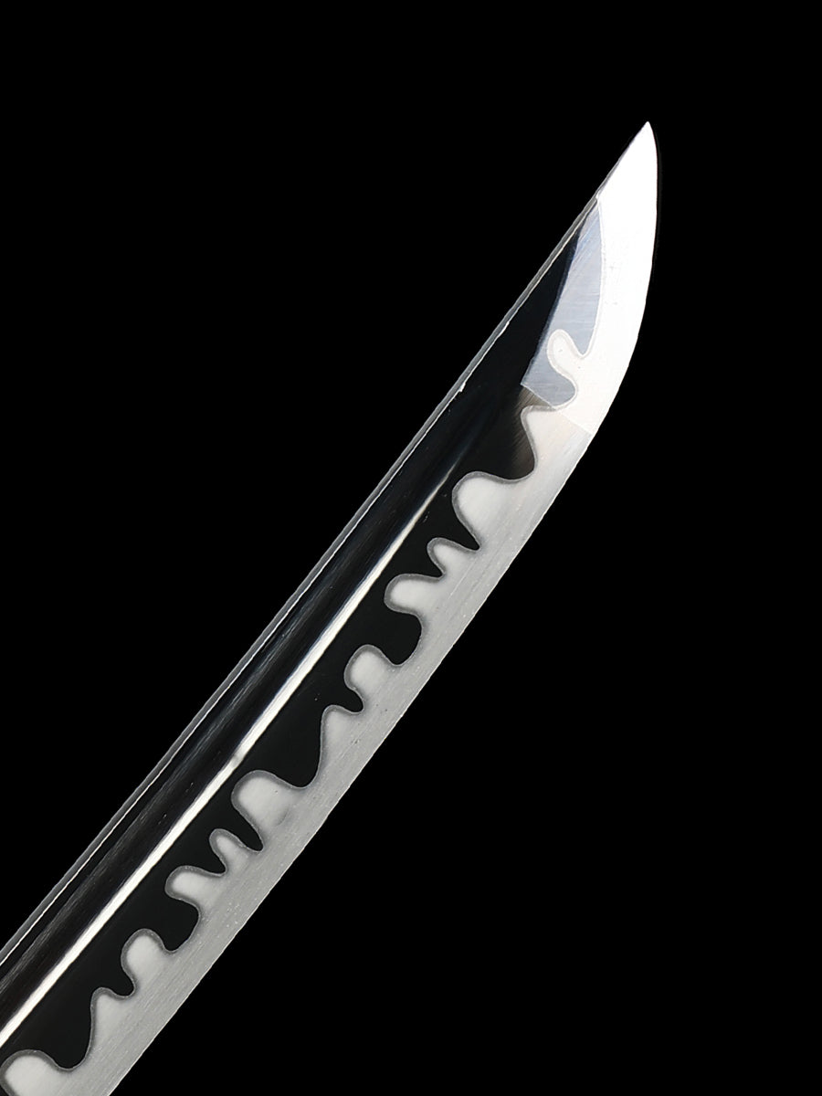 Japanese sword hand forged short samurai sword 1095 manganese steel baked black grinding wave pattern collection decoration