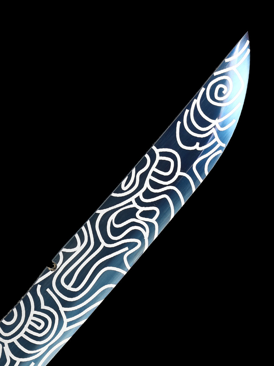 Hand forged long knife, machete, 1095 steel, handmade, collectible decorative knife
