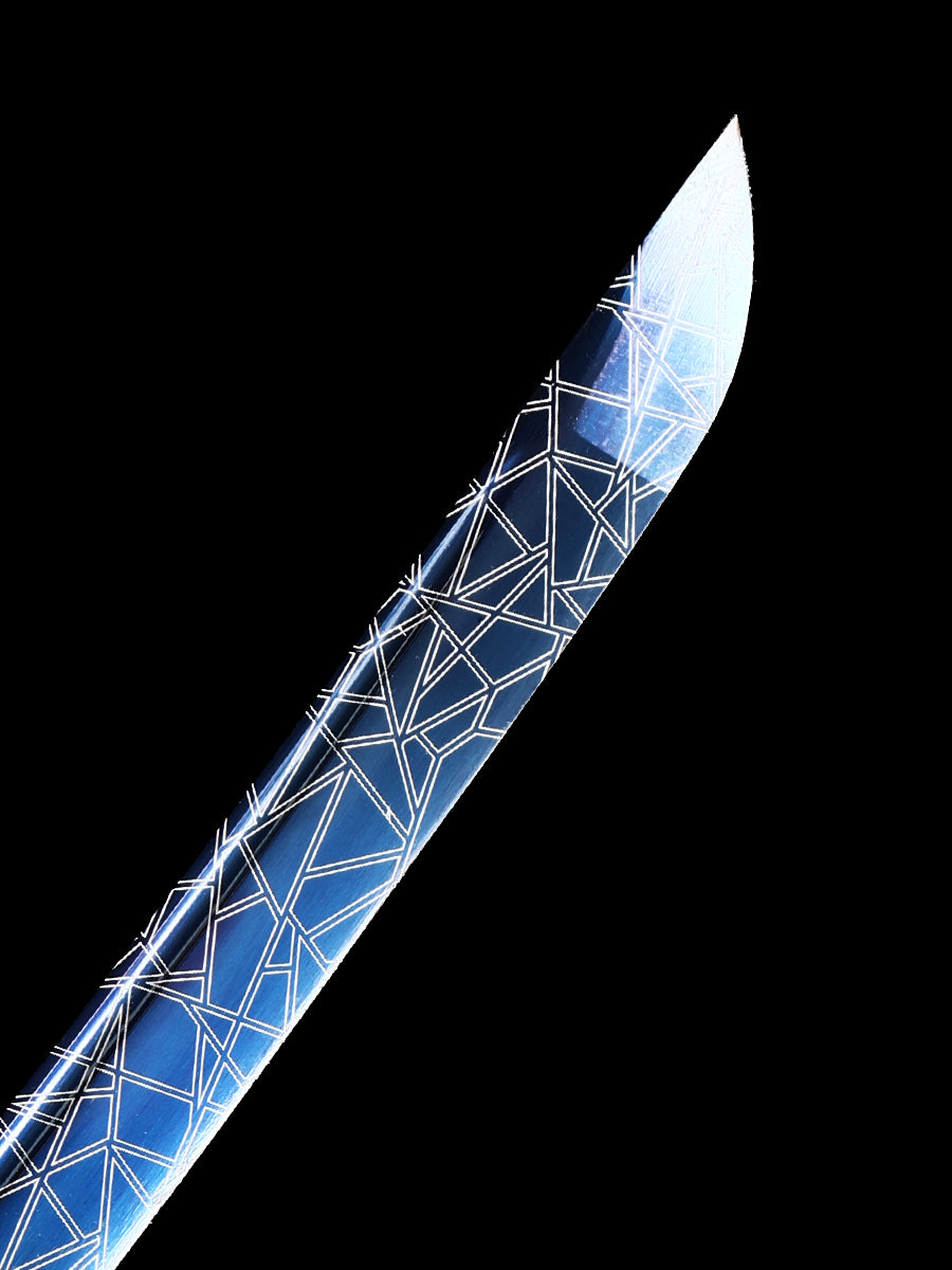 (32) Handmade authentic Japanese Samurai Sword 1060 steel baked blue with pink Saya