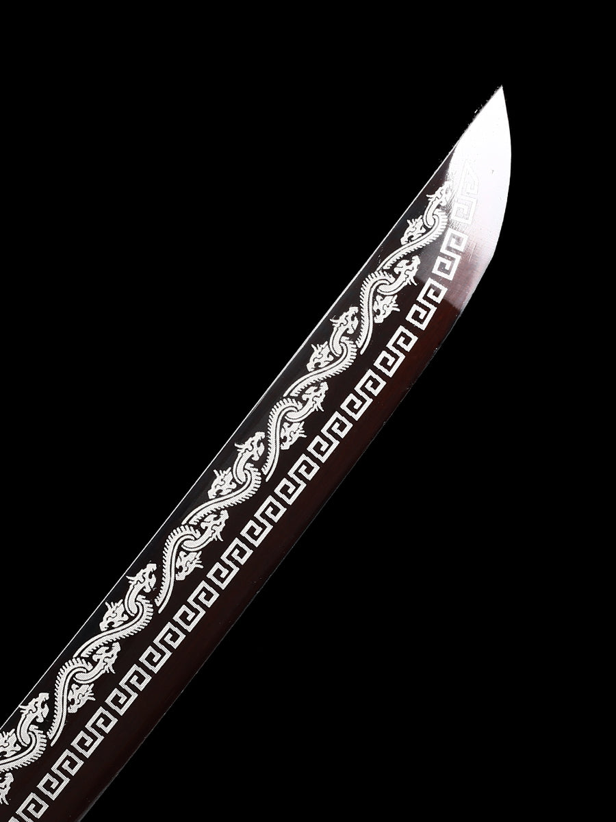 (57)Decorate authentic Japanese samurai swords, handmade 1095 steel blade roasted black grass dragon pattern dragon sword from the Tang Dynasty, collected by Tan Boutique