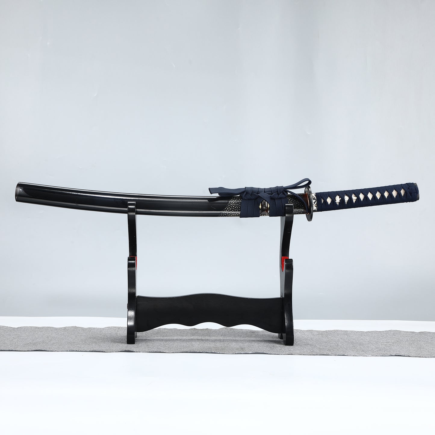 High-grade Samurai Handmade Katana Black T10 Steel Three Handcrafted Forged Fish Skin Sheath Full Tang