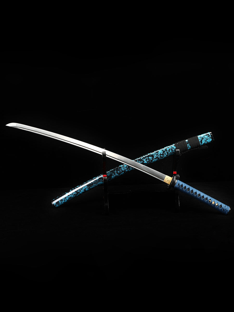 Handmade Japanese Katana Sword Musashi Blue scabbard