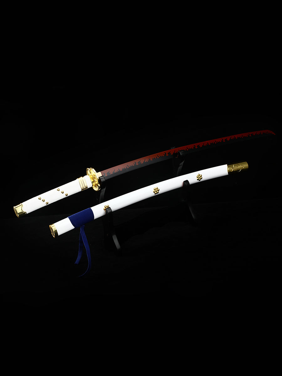 Role playing samurai sword real sword 1060 steel blade red white sheath