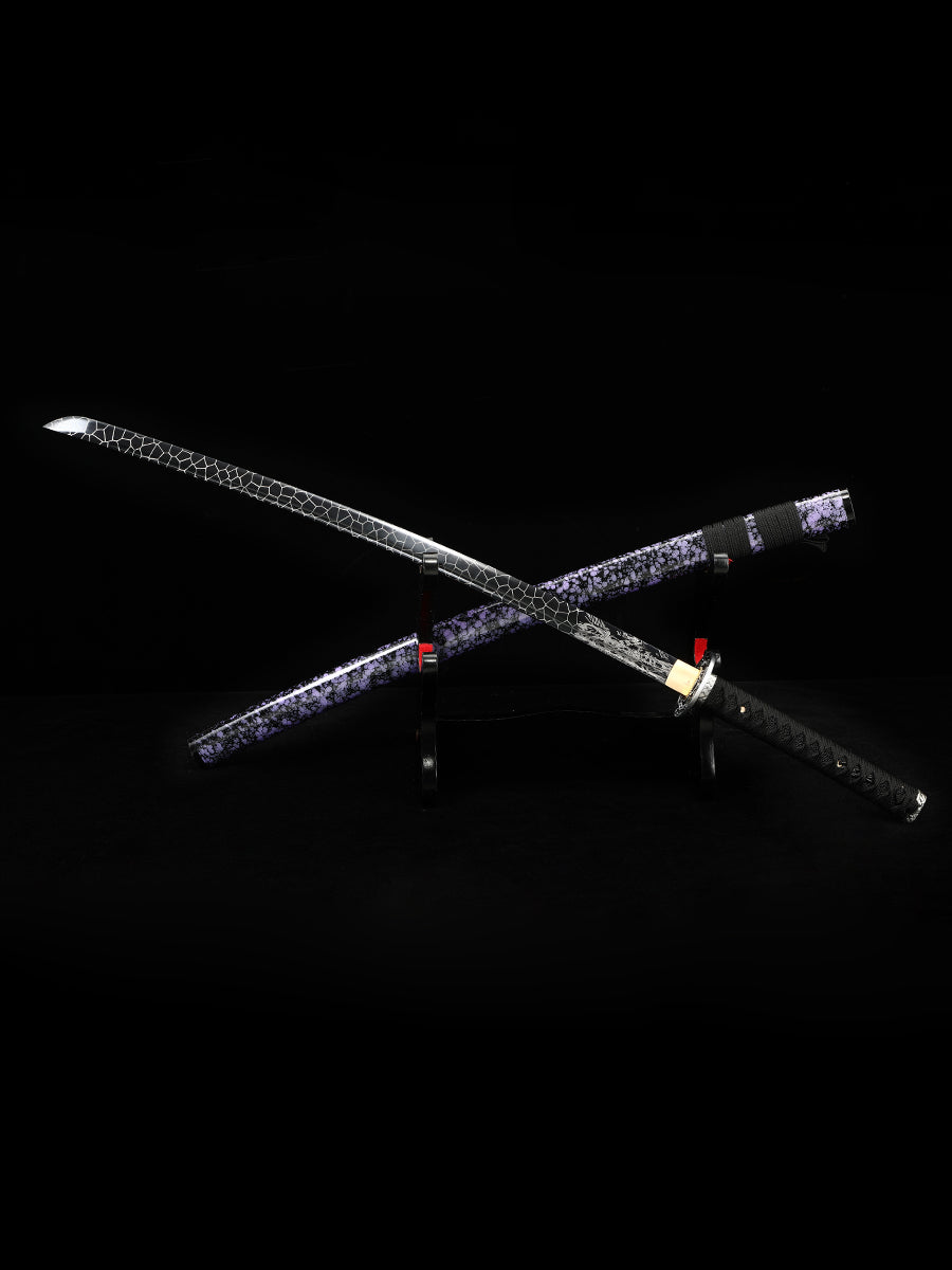 (31)Handmade authentic Japanese Samurai sword 1060 steel baked black
