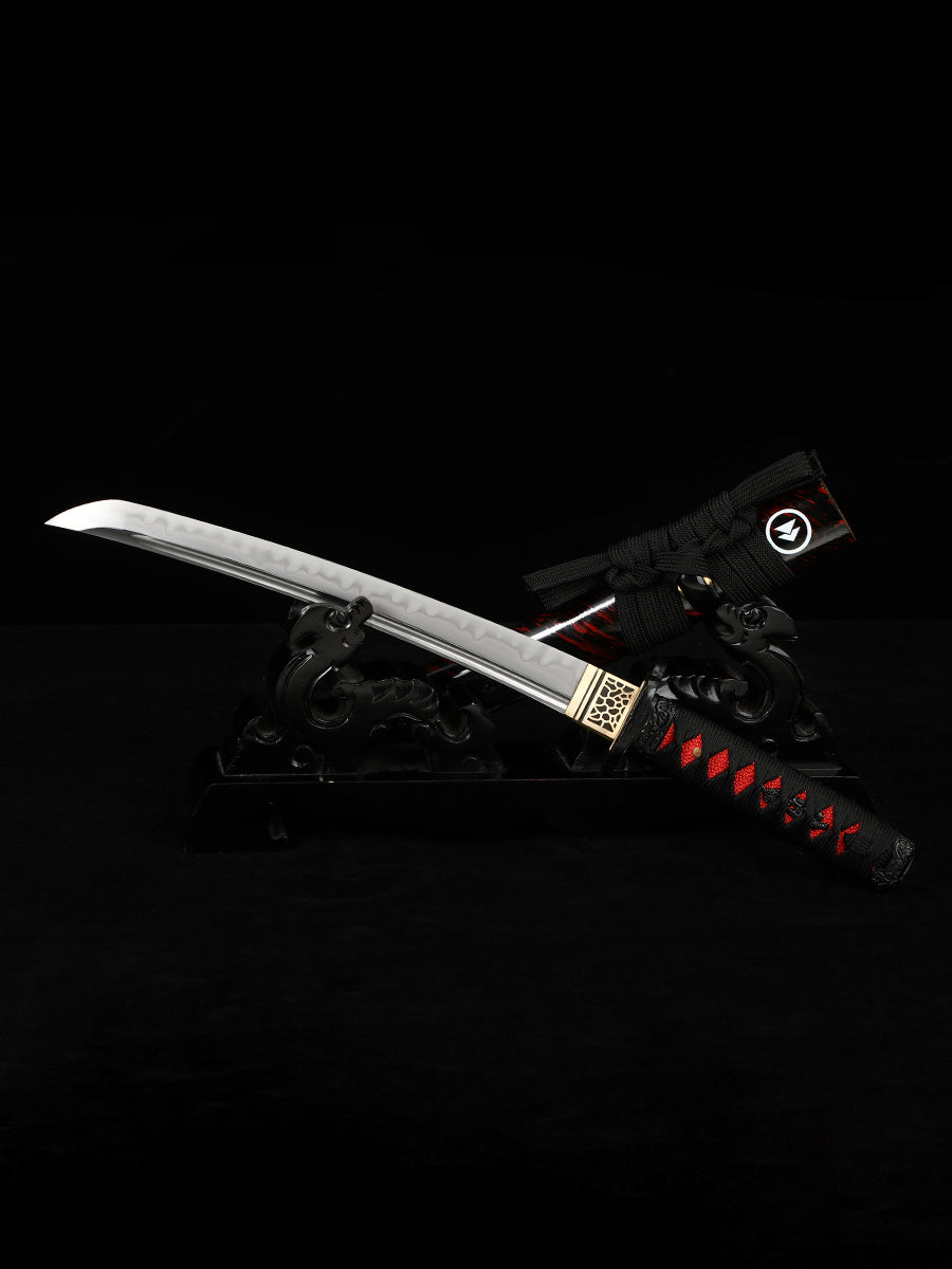 real Japanese Sword Handmade Short Katana forged fromT10 carbon steel Clay Tempered Full Tang Samurai Sword Razor Sharp