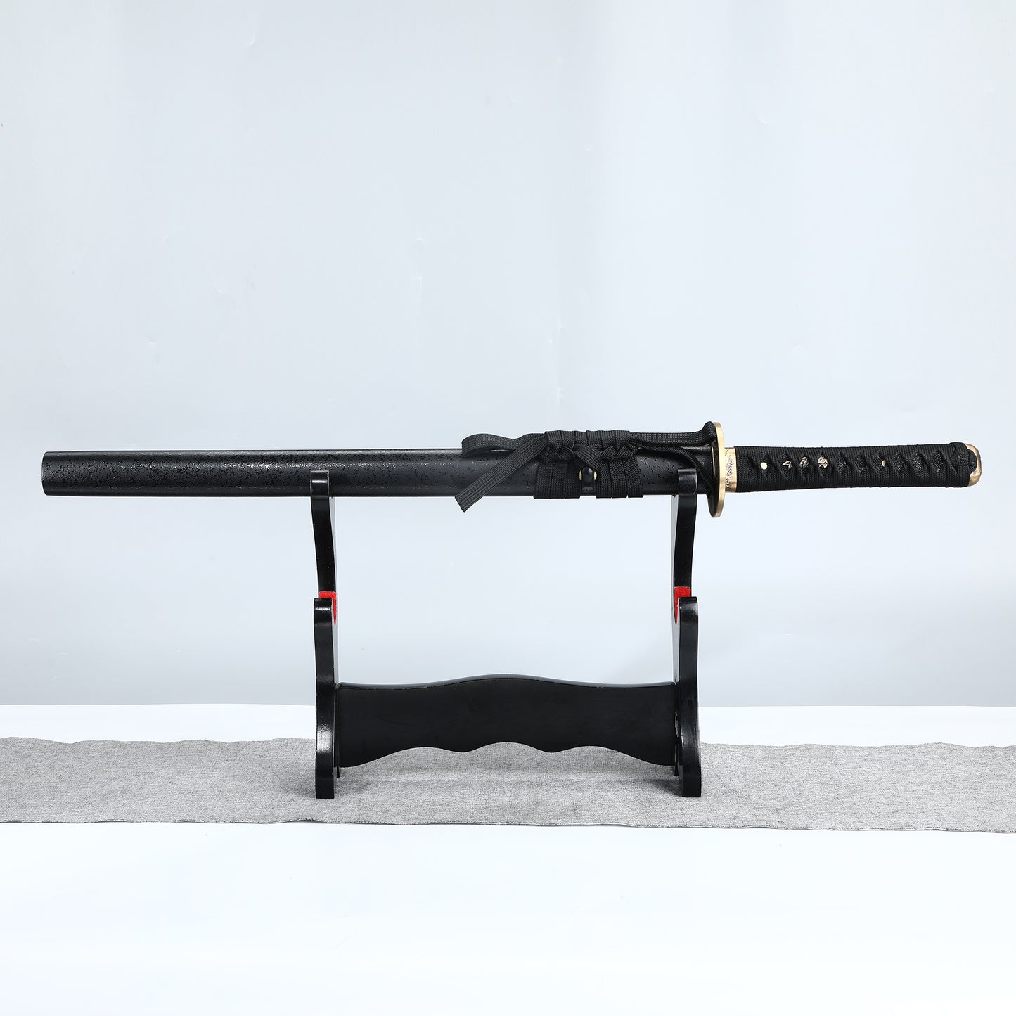 Japanese Samurai Short Sword Hand Forged Katana Black T10 Steel Strip Blade True Full Tang