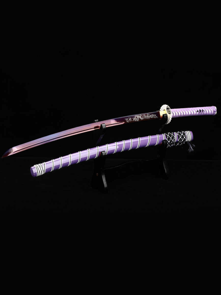 (84)Manganese steel 1095 steel roasted blue hand carved dragon hand forged authentic, 1060 steel baked black Japanese samurai sword