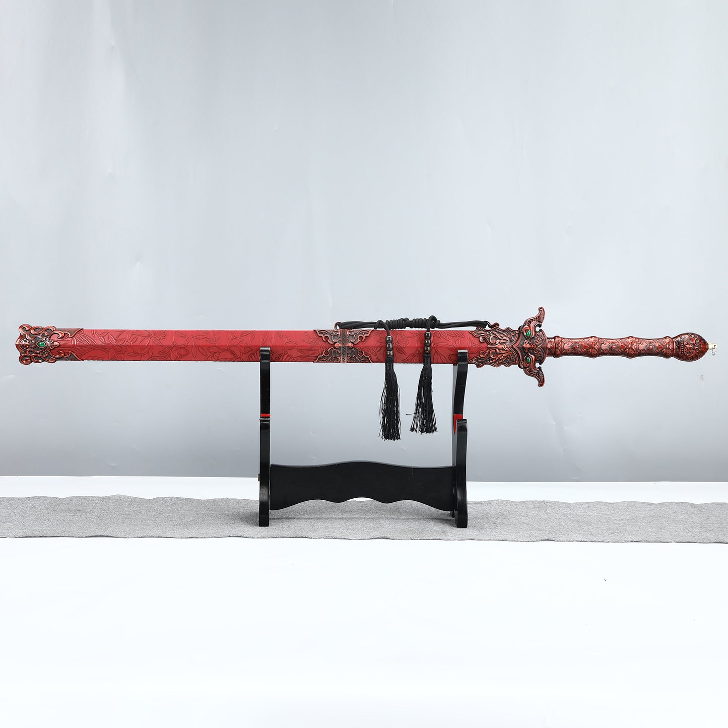 Handmade Chinese Double edged Sword 1095 Steel Red Sheath in Han Dynasty