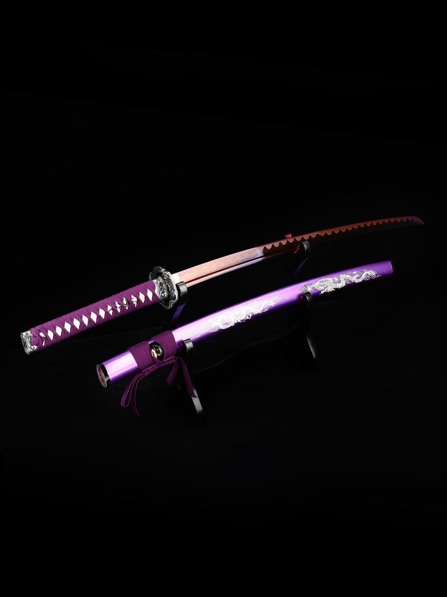 Clay tempered carbon steel Hademade Hot tempered all hand hand forged Japanese Samurai sword genuine, sword real weapons, full Tang, functional, practical sharp(4)