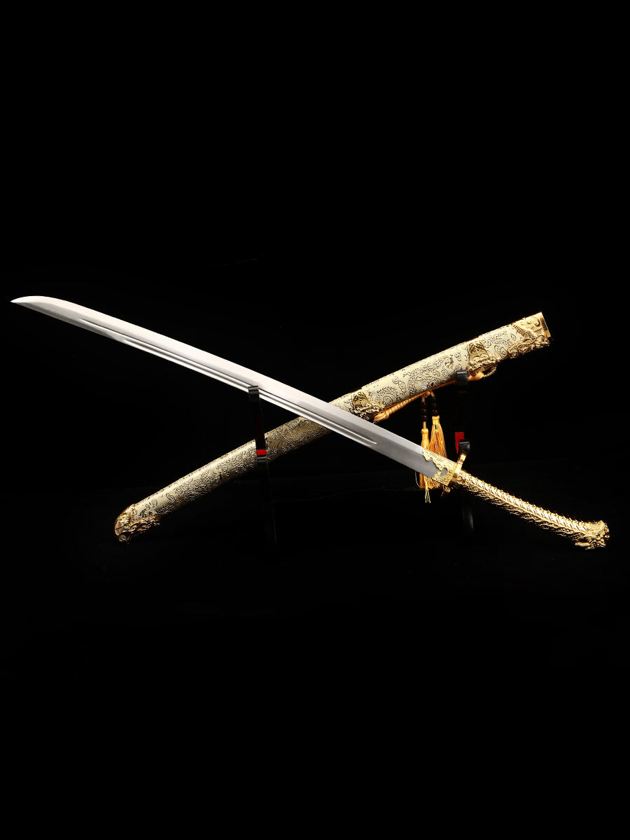66Chinese Tang Knife Home Decoration Yellow Sheath Collection Gift