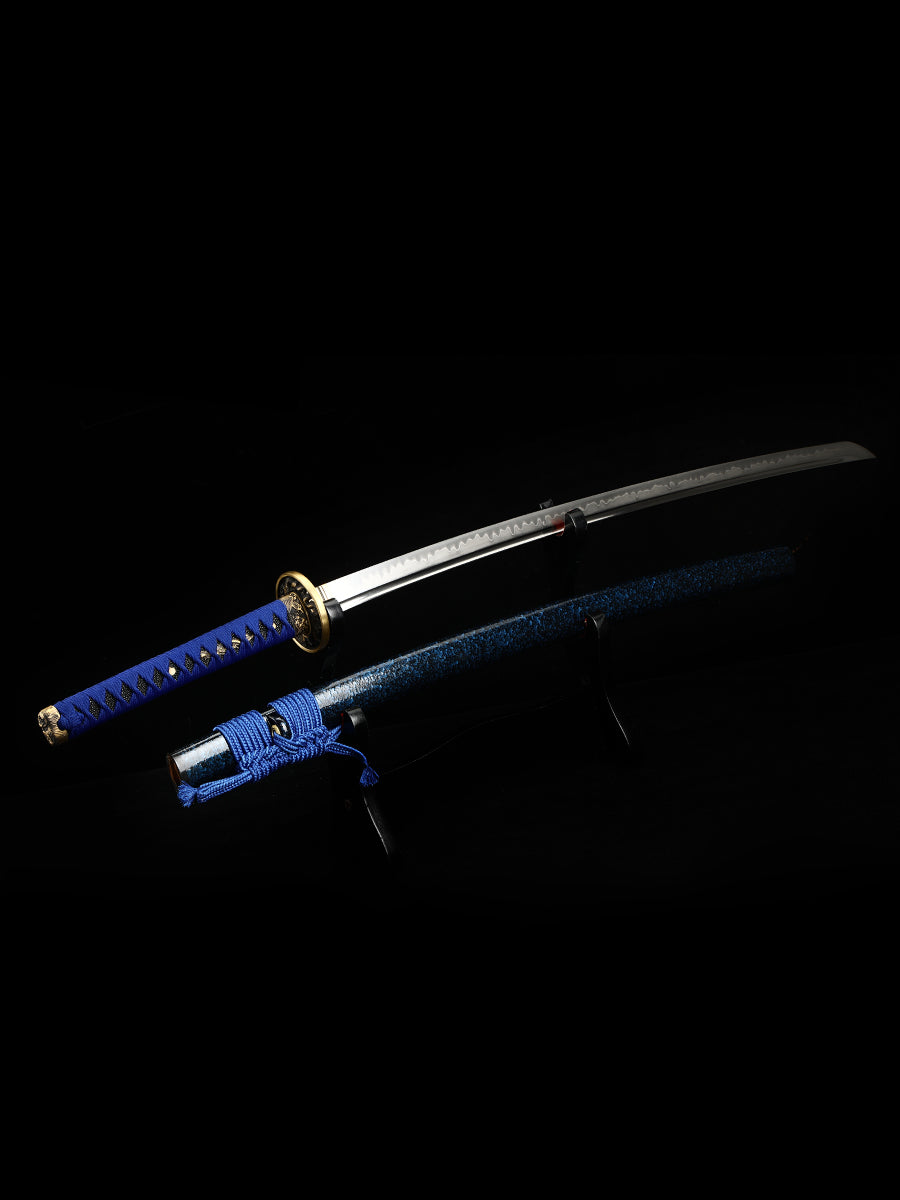 Home Decoration Samurai Sword Blue Sheath T10 Blade Handmade
