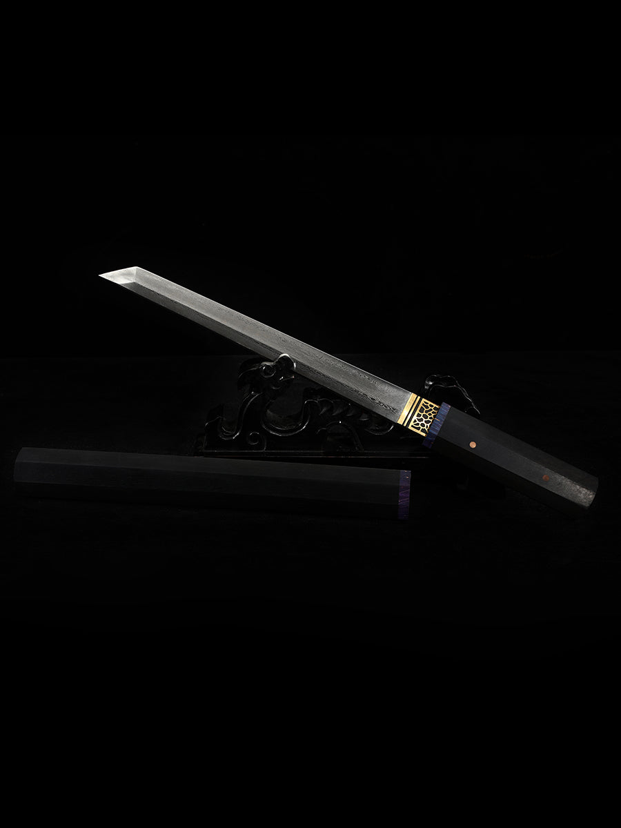 20Inch Real Japanese Sword Damascus Steel Katana Samurai Sharp Full Tang Ebony scabbard