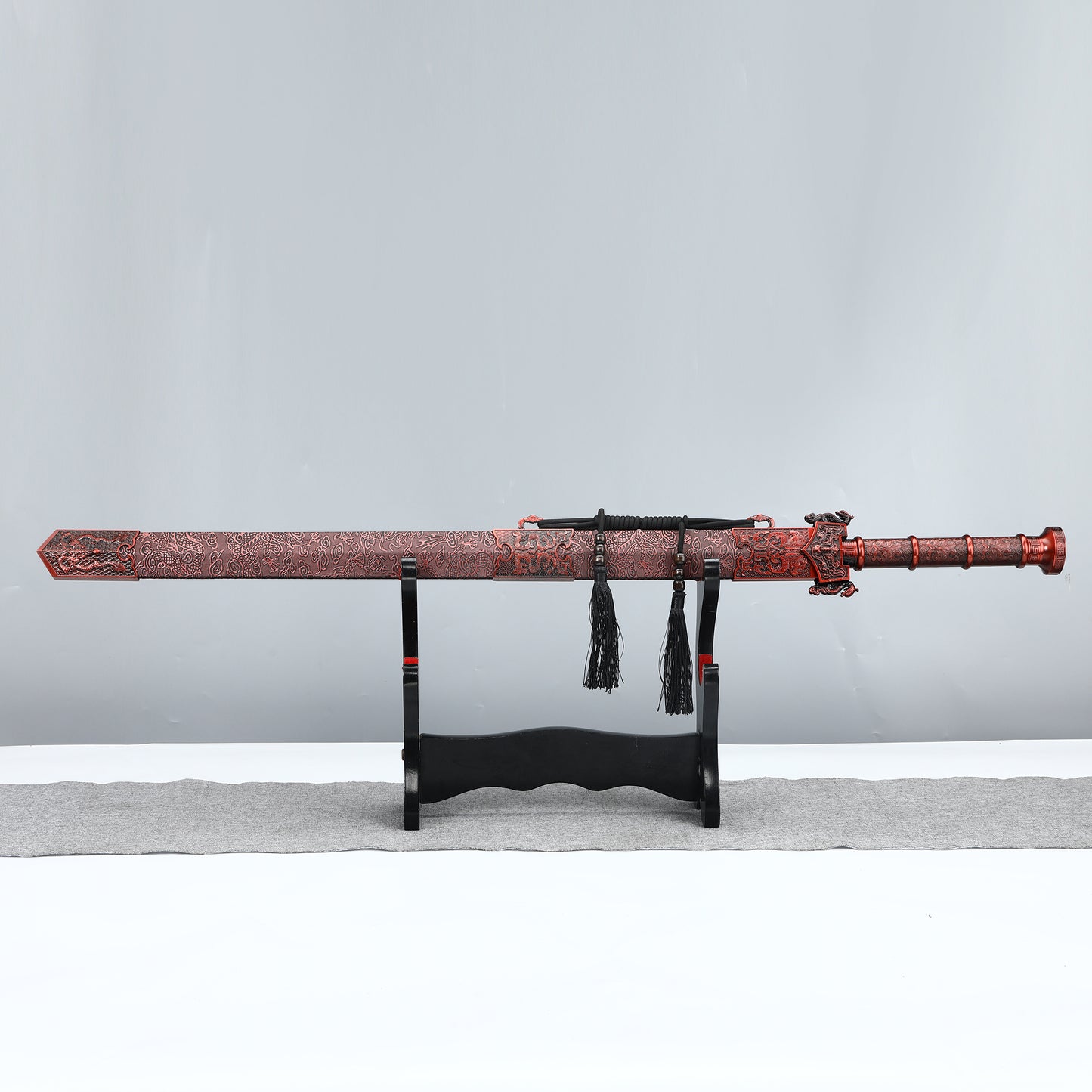 Hand forged Han Dynasty sword made of 1095 steel with a red sheath for collection and gift giving