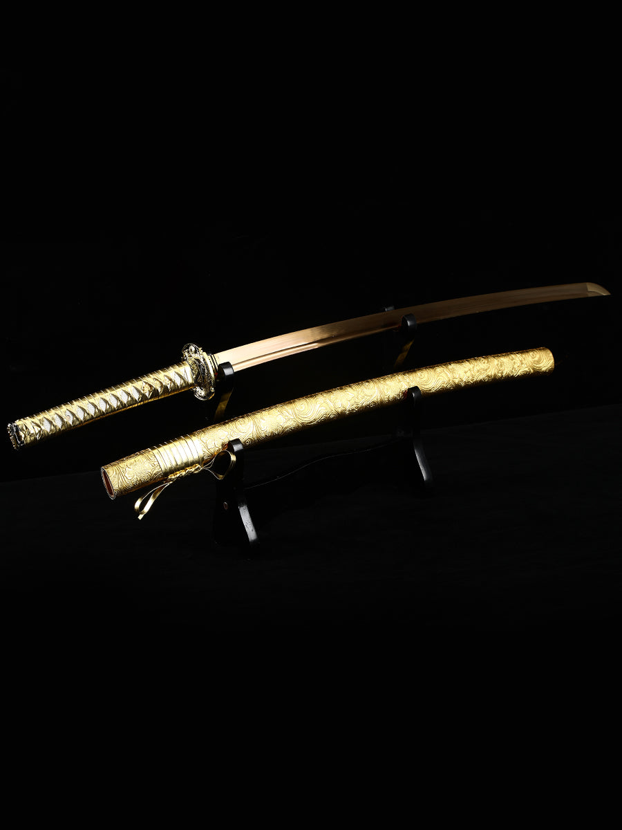 Handmade Japanese Sword With Golden Blade And Scabbard(97)