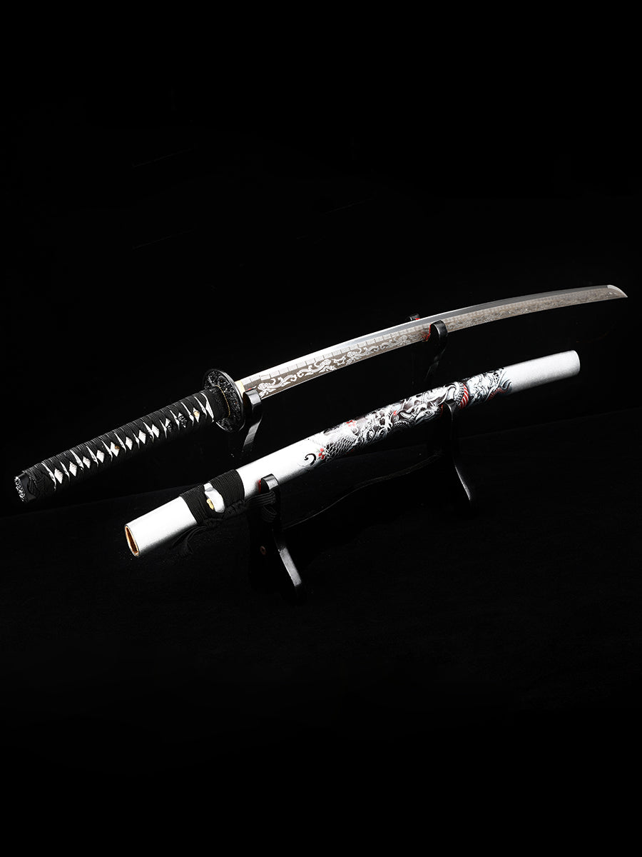 Handmade authentic Japanese samurai sword manganese steel white sheath(60)