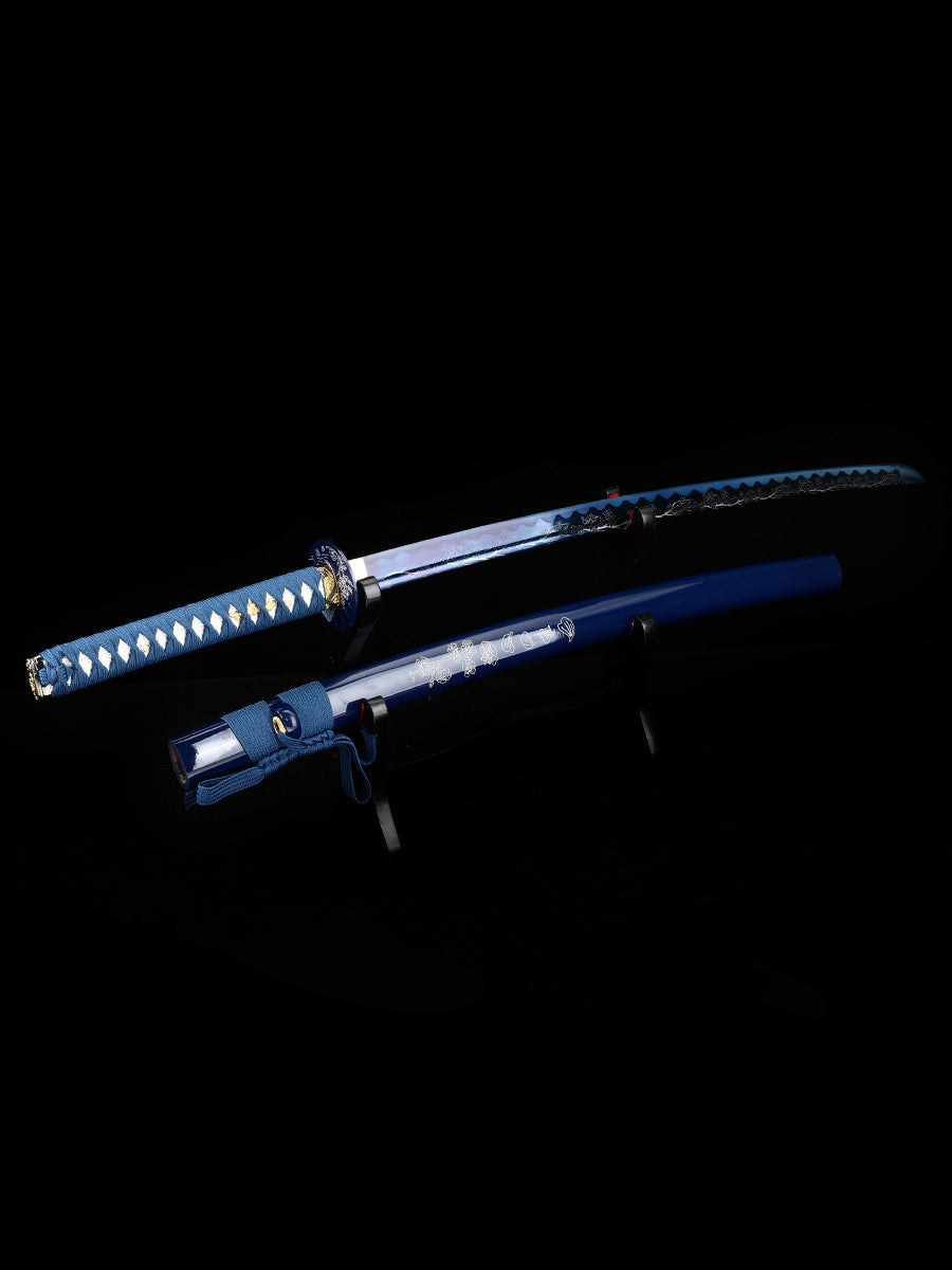 (63)Handmade Authentic Japanese Samurai Samurai Sword Carbon Steel Grilled Blue Knife Men's Boutique Gift Series