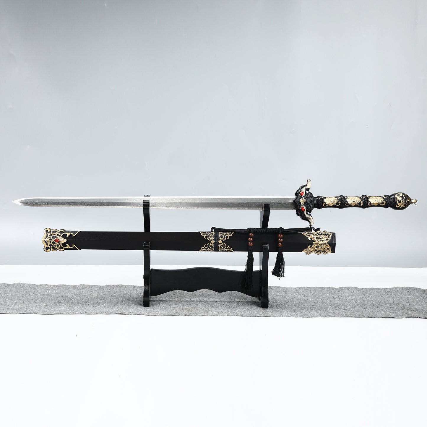 Handmade  Handmade Chinese Straight Double Edged Sword Damascus Steel Han Dynasty