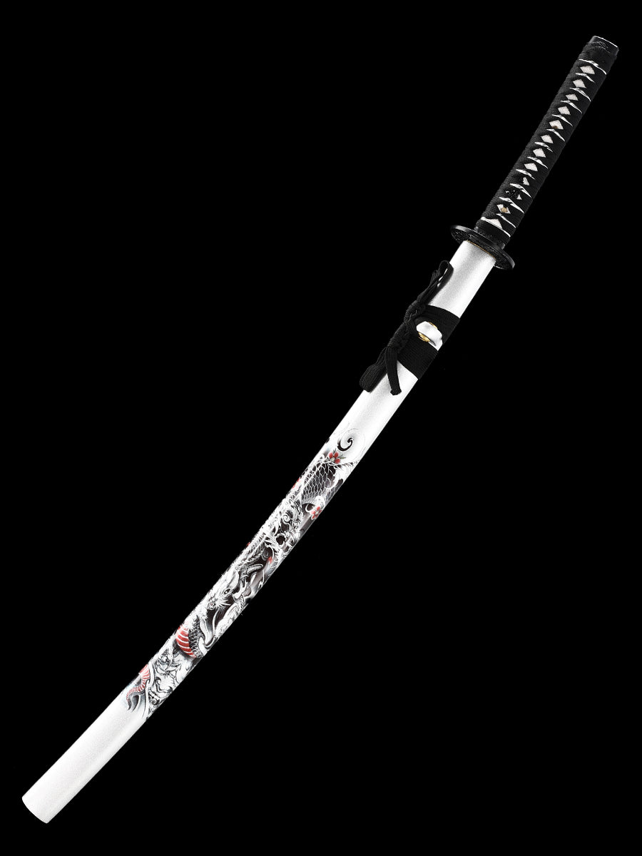 Handmade authentic Japanese samurai sword manganese steel white sheath(60)