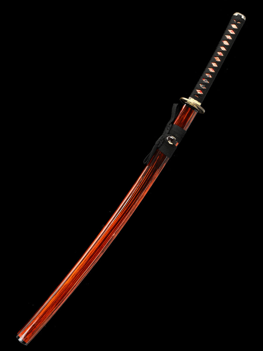 Home Decoration Samurai Sword Dark Red Sheath T10 Blade Handmade
