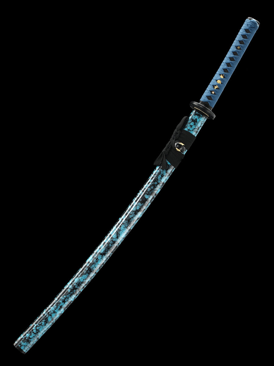 Handmade Japanese Katana Sword Musashi Blue scabbard