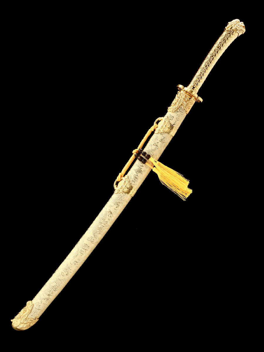 66Chinese Tang Knife Home Decoration Yellow Sheath Collection Gift