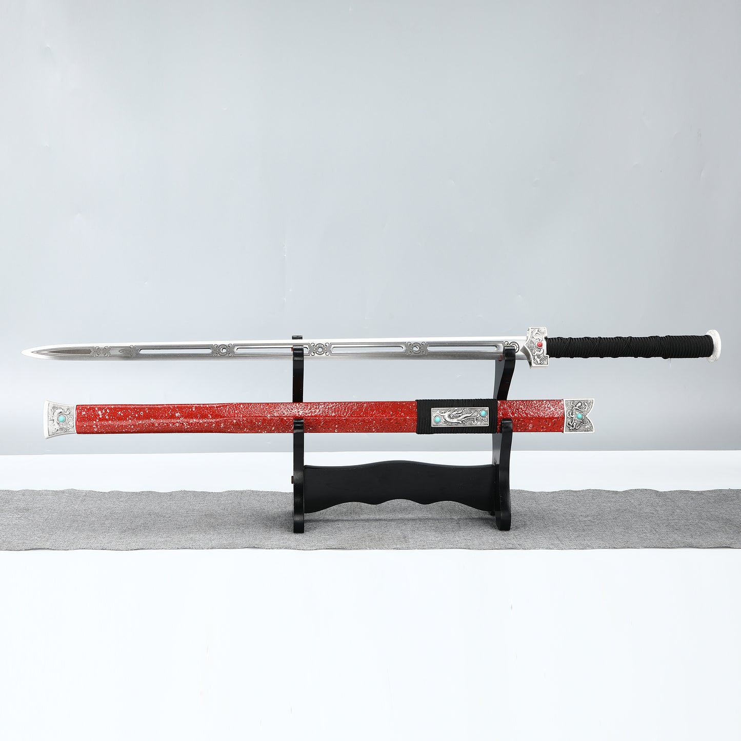 Hand crafted Han Dynasty collection gift sword made of 1095 steel with a red sheath