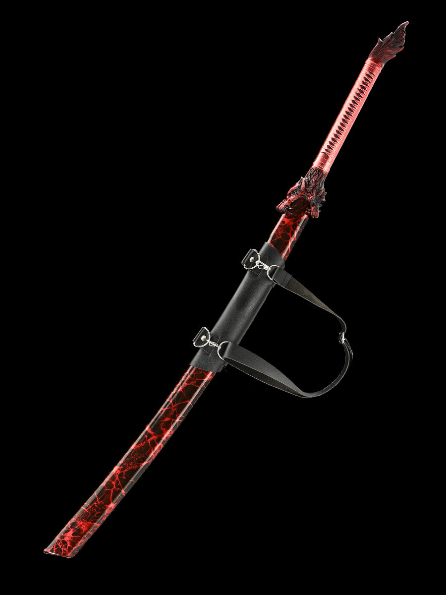 (144) Long knife made of 1095 steel in red