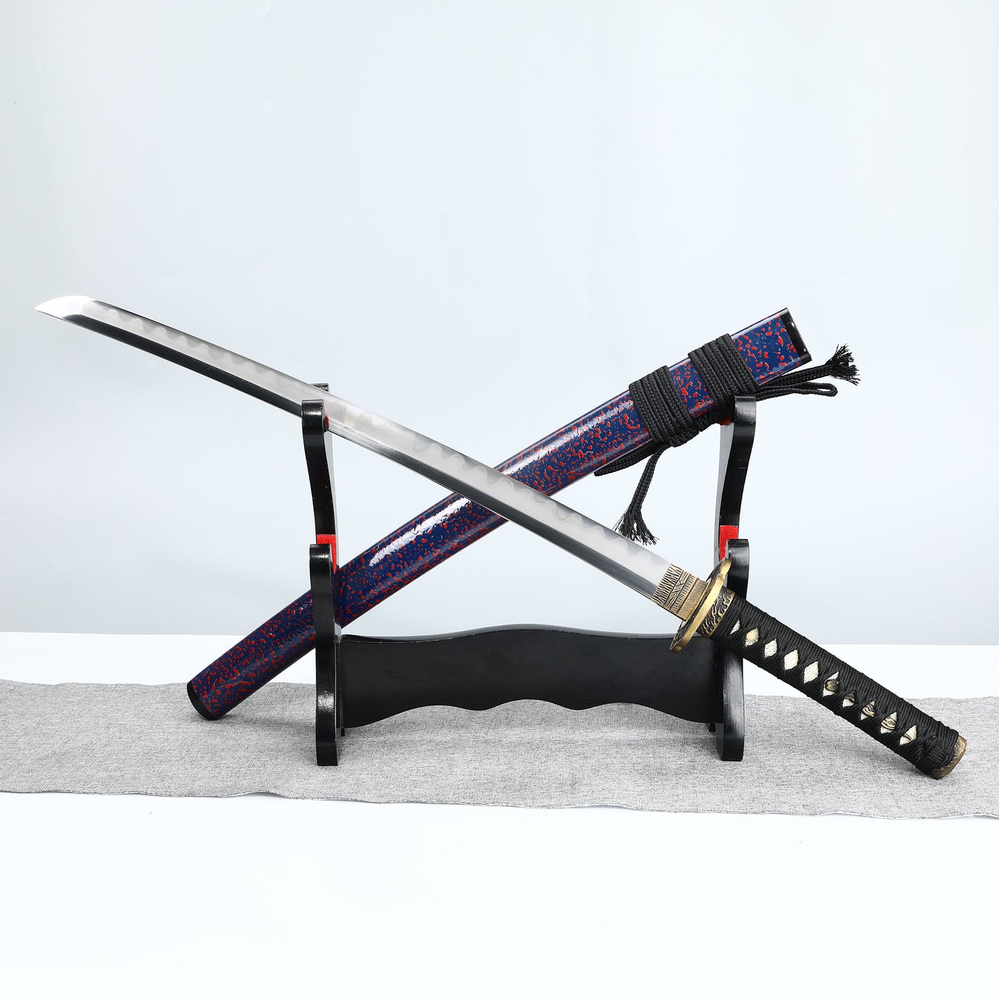 Advanced Samurai Handmade Katana Black T10 Steel Three Handcrafted Purple Sheath Full Tang