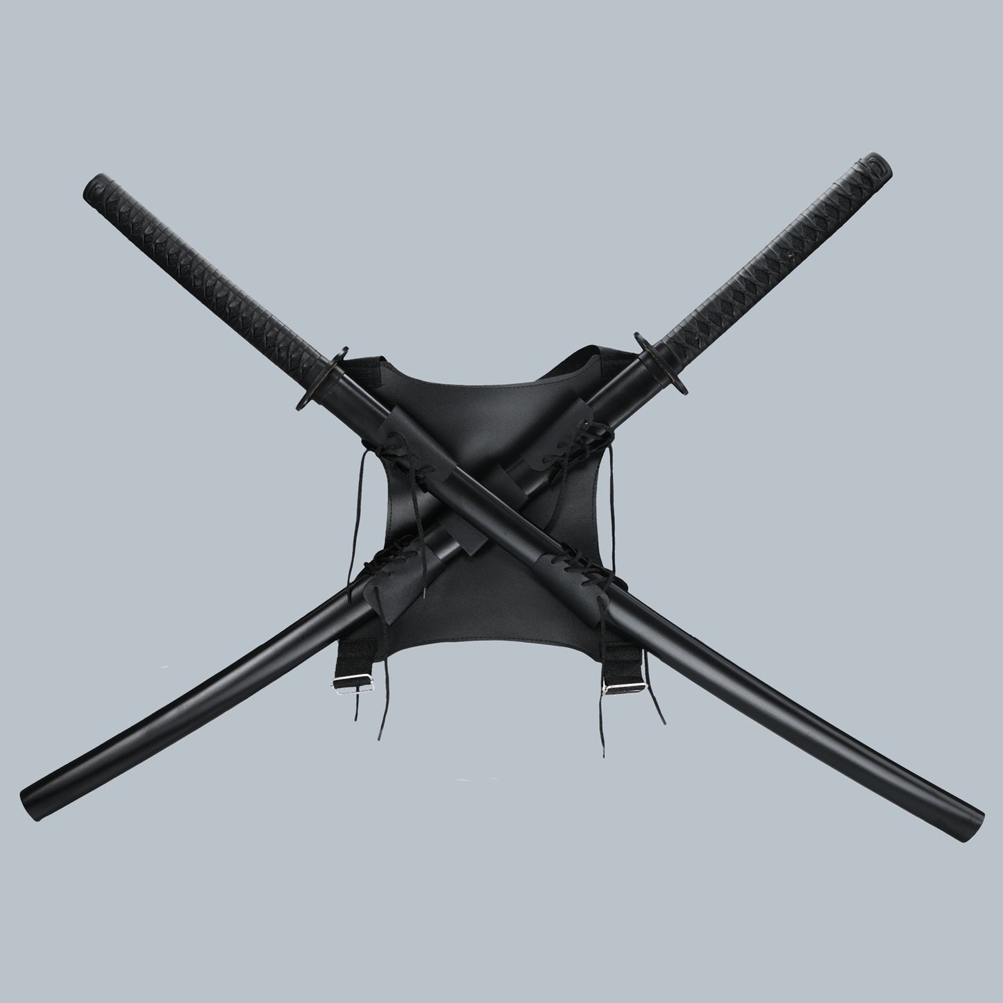 Movie Deadpool Double Swords 1060 Steel Hand Forged Full Tang Samurai Sword Body Grilled Black