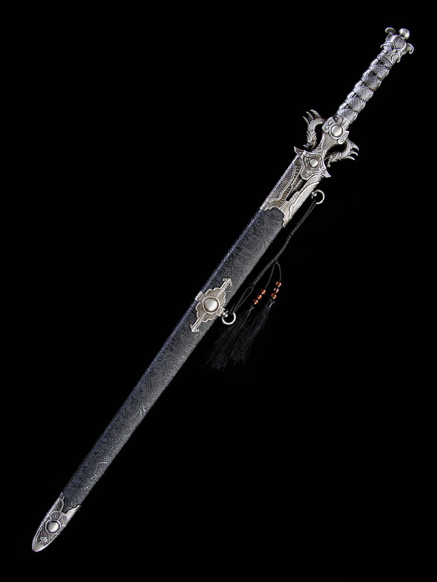 Made in China, Double Dragon Sword - Scale Feather Wusha 1060 Steel Forged Exquisite Sheath