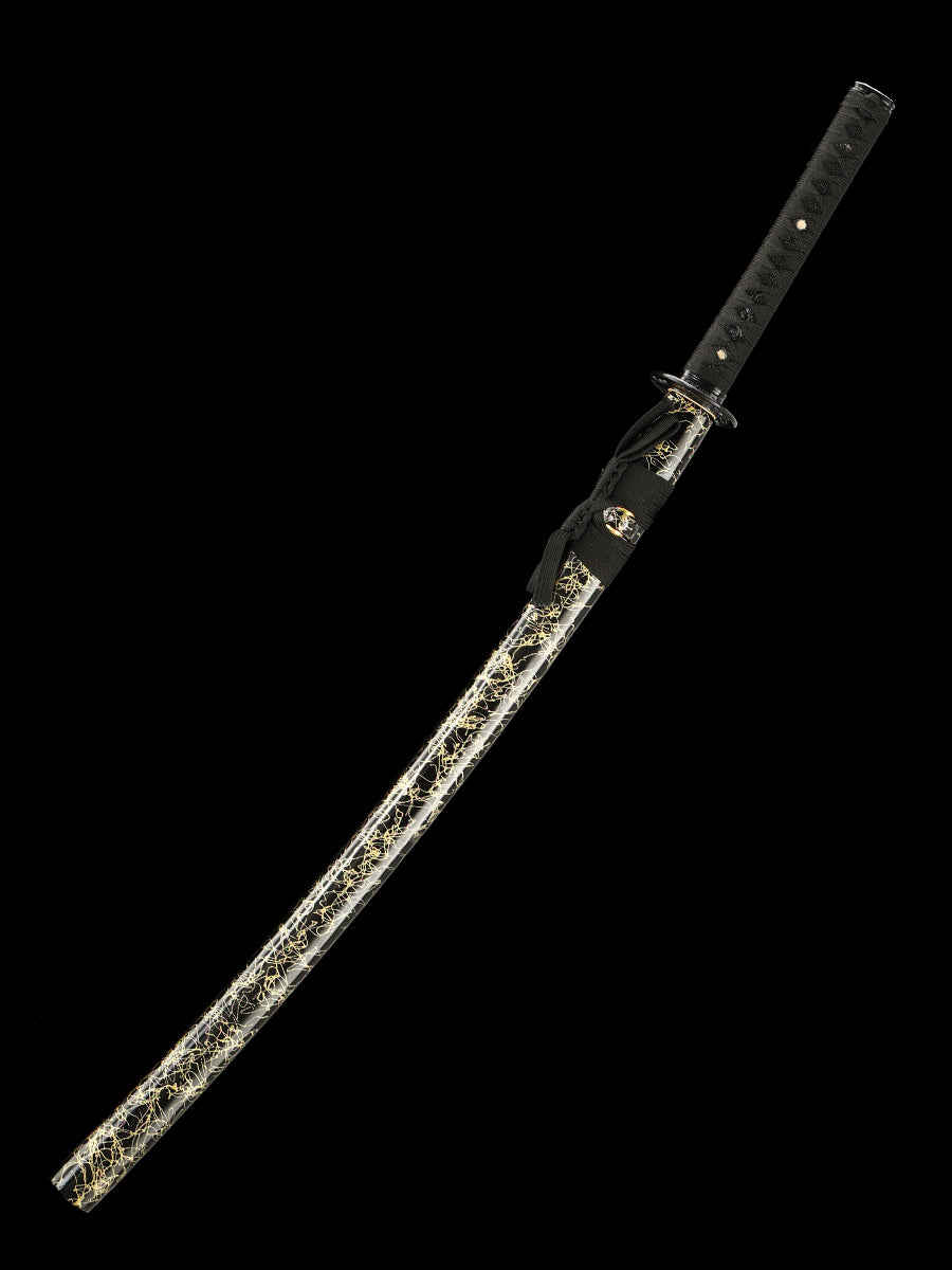 Handmade Japanese Katana Sword T10 Folded Clay Tempered Steel With Silk Thread Scabbard(17)