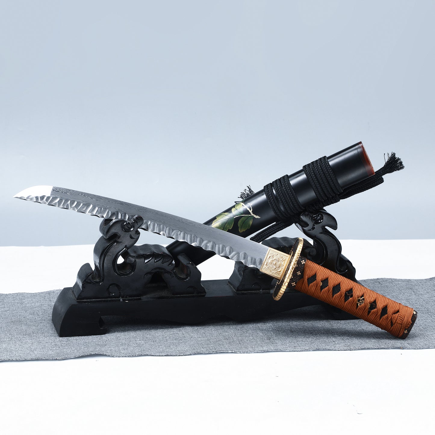 Handmade Short Katana Clay Tempered  Full Tang Samurai Sword Razor Sharp Sword