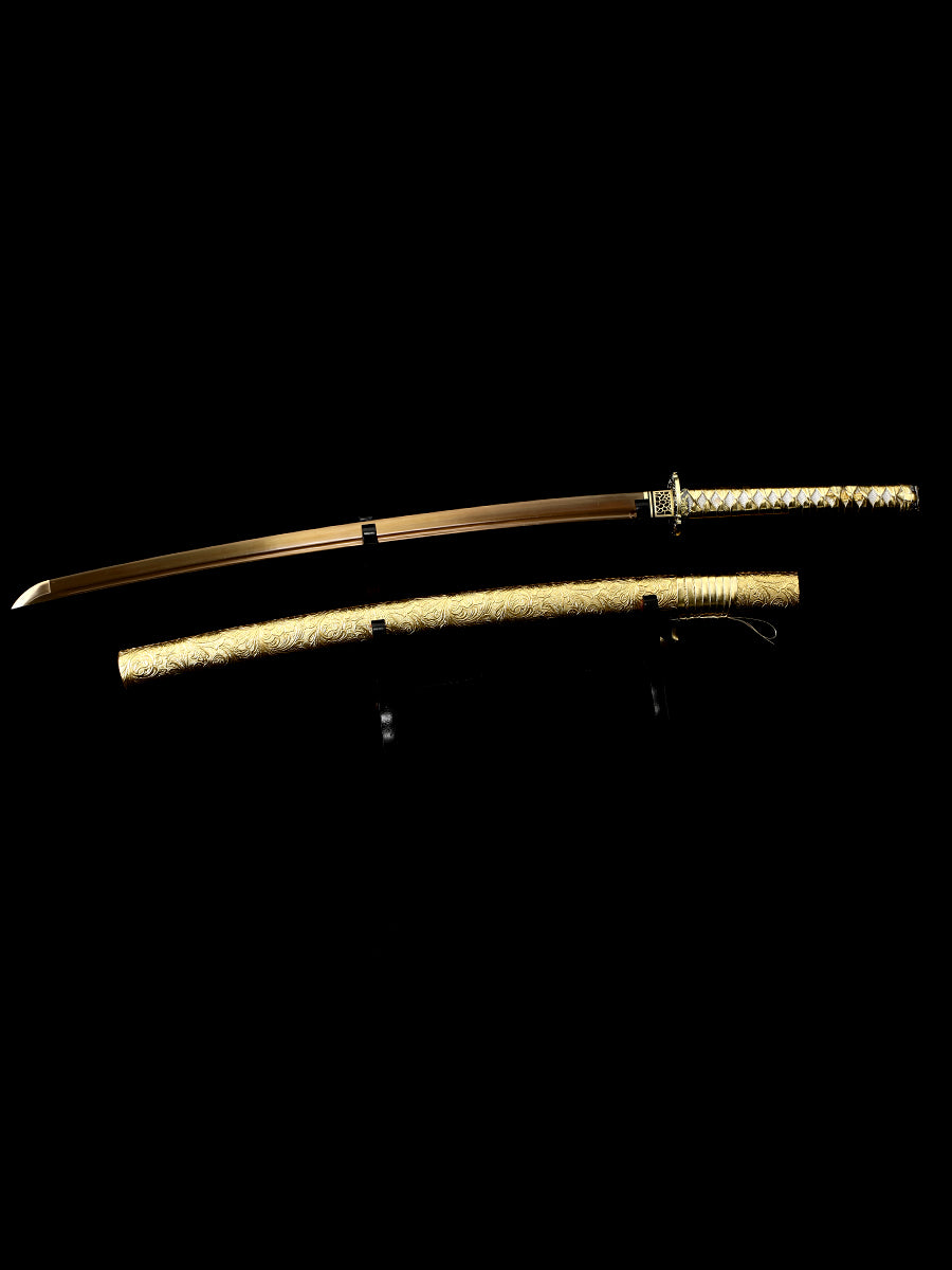 Handmade Japanese Sword With Golden Blade And Scabbard(97)