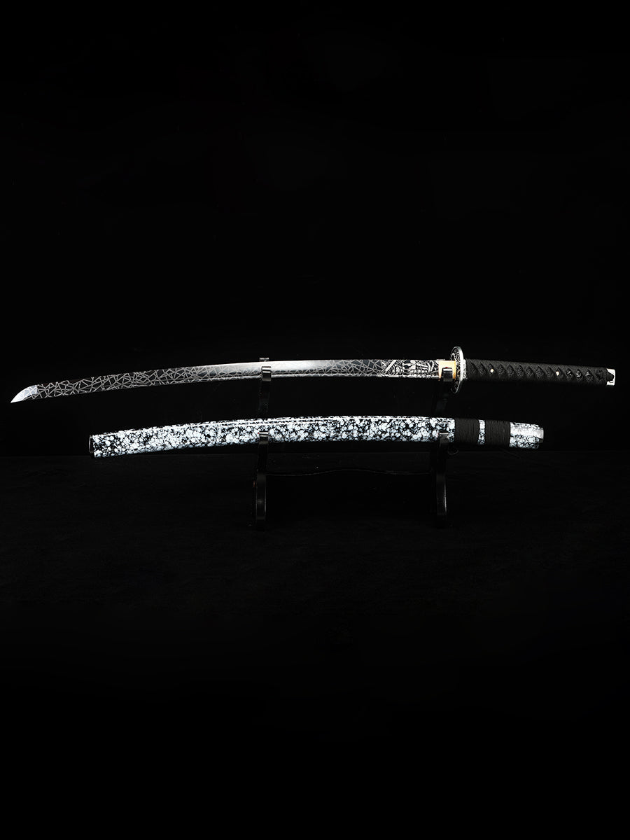(36)Handmade authentic Japanese Samurai sword 1060 steel baked black