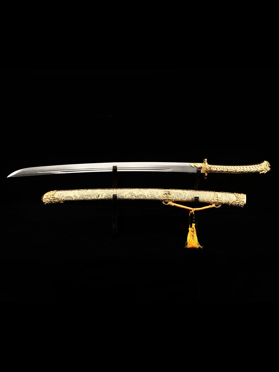 66Chinese Tang Knife Home Decoration Yellow Sheath Collection Gift