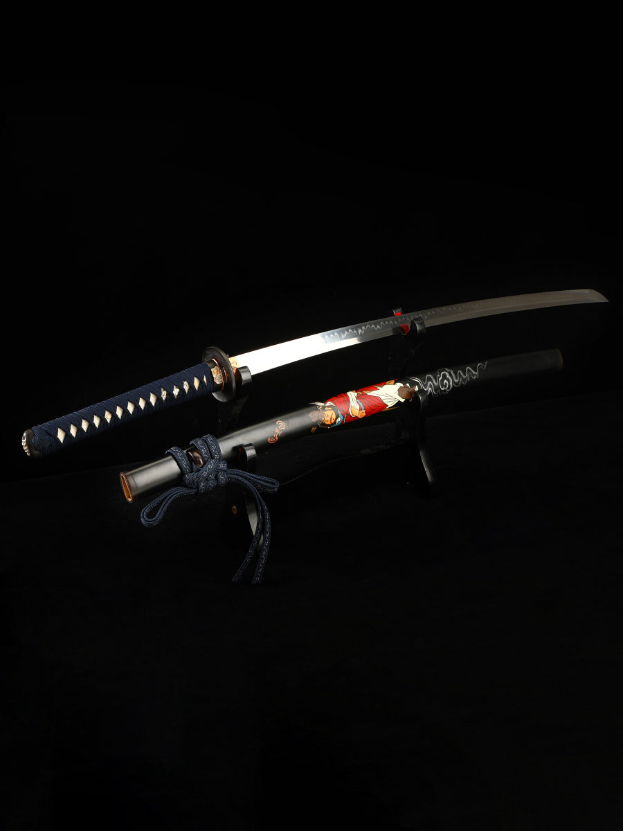 T10 Steel burning blade hot tempered all hand hand forged Japanese Samurai sword genuine, sword real weapons, full Tang, functional, practical sharp