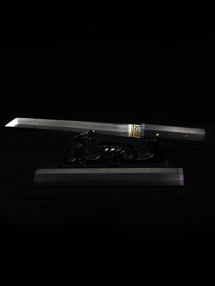 20Inch Real Japanese Sword Damascus Steel Katana Samurai Sharp Full Tang Ebony scabbard
