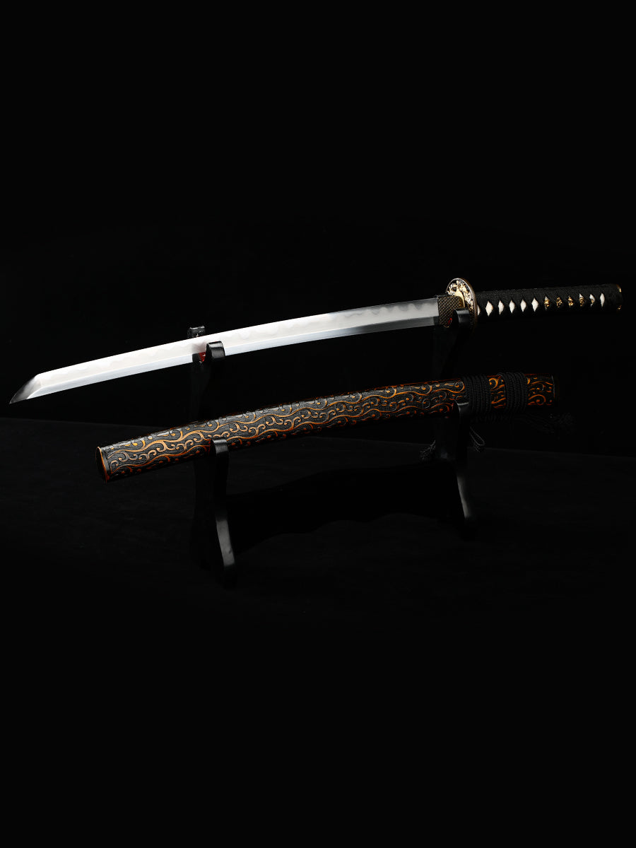 Japanese 20Inch Tantou 1095 steelKatana Samurai Sword Sharp Full Tang Hand carved scabbard Theme