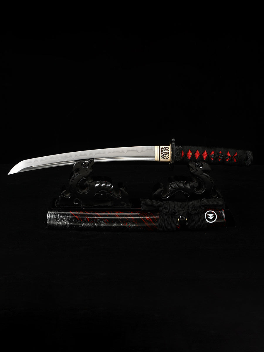 real Japanese Sword Handmade Short Katana forged fromT10 carbon steel Clay Tempered Full Tang Samurai Sword Razor Sharp