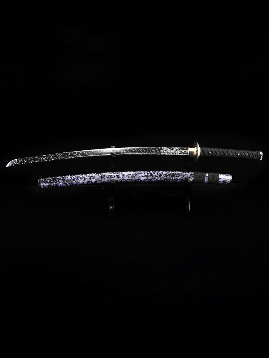 (31)Handmade authentic Japanese Samurai sword 1060 steel baked black