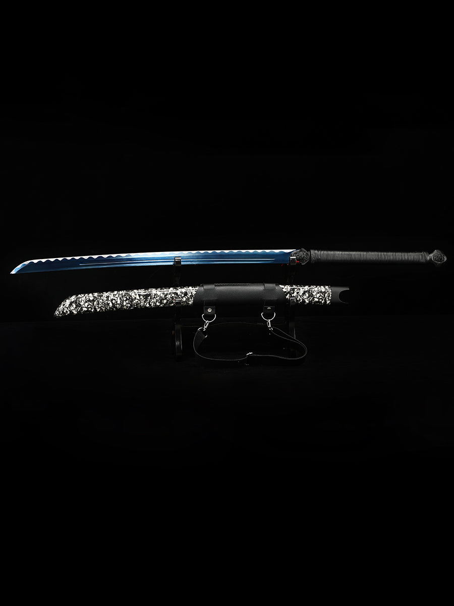 Long knife, large machete, 1060 steel, baked blue, collectible decorative knife