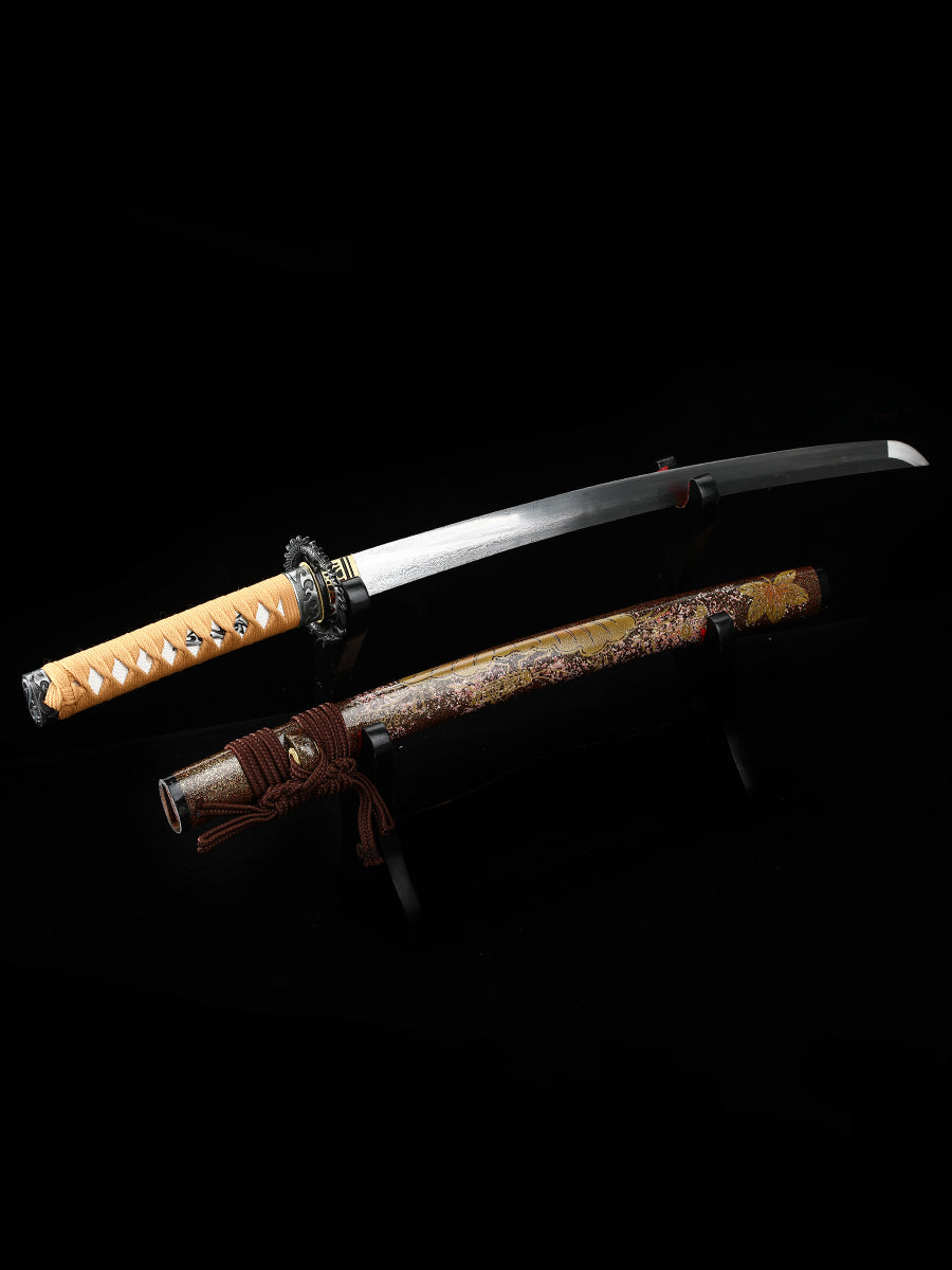 Yellow samurai sword, made of steel from Yama