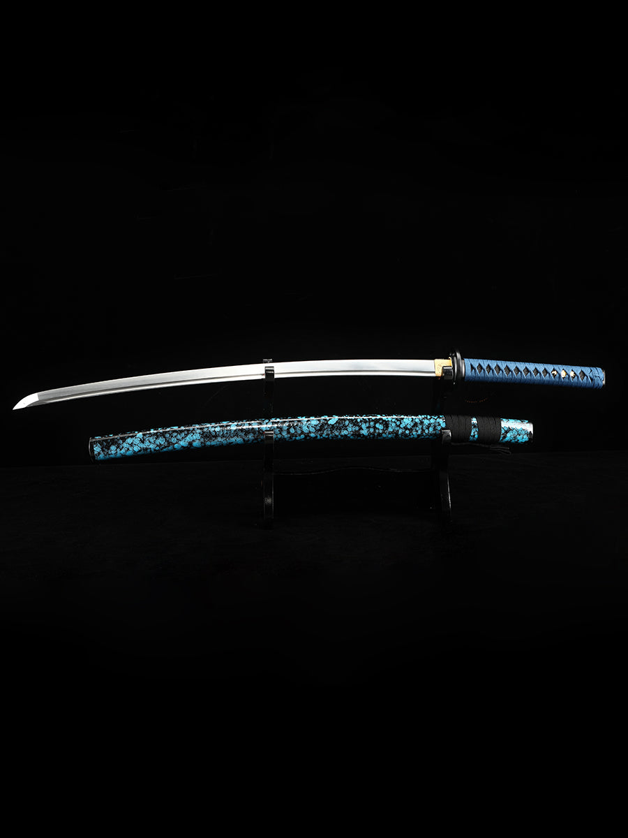 Handmade Japanese Katana Sword Musashi Blue scabbard