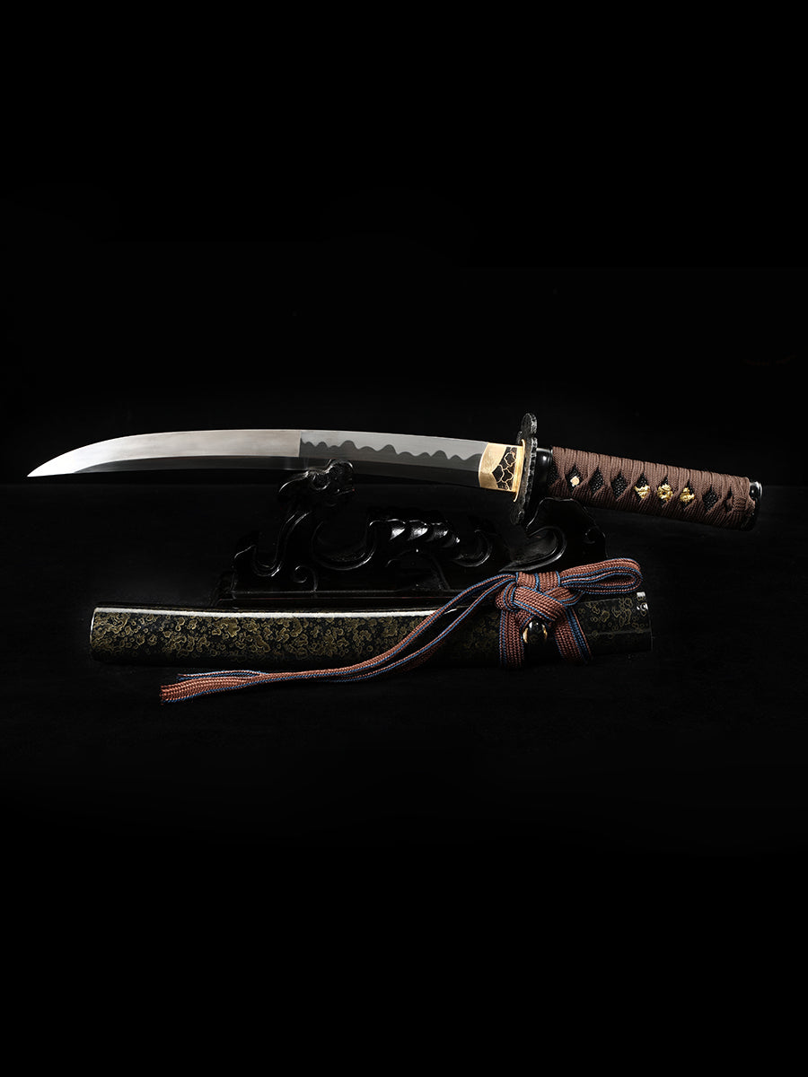 Japanese 20Inch 1095钢 Katana Samurai Sword Sharp Full Tang Blade baked black grinding pattern 