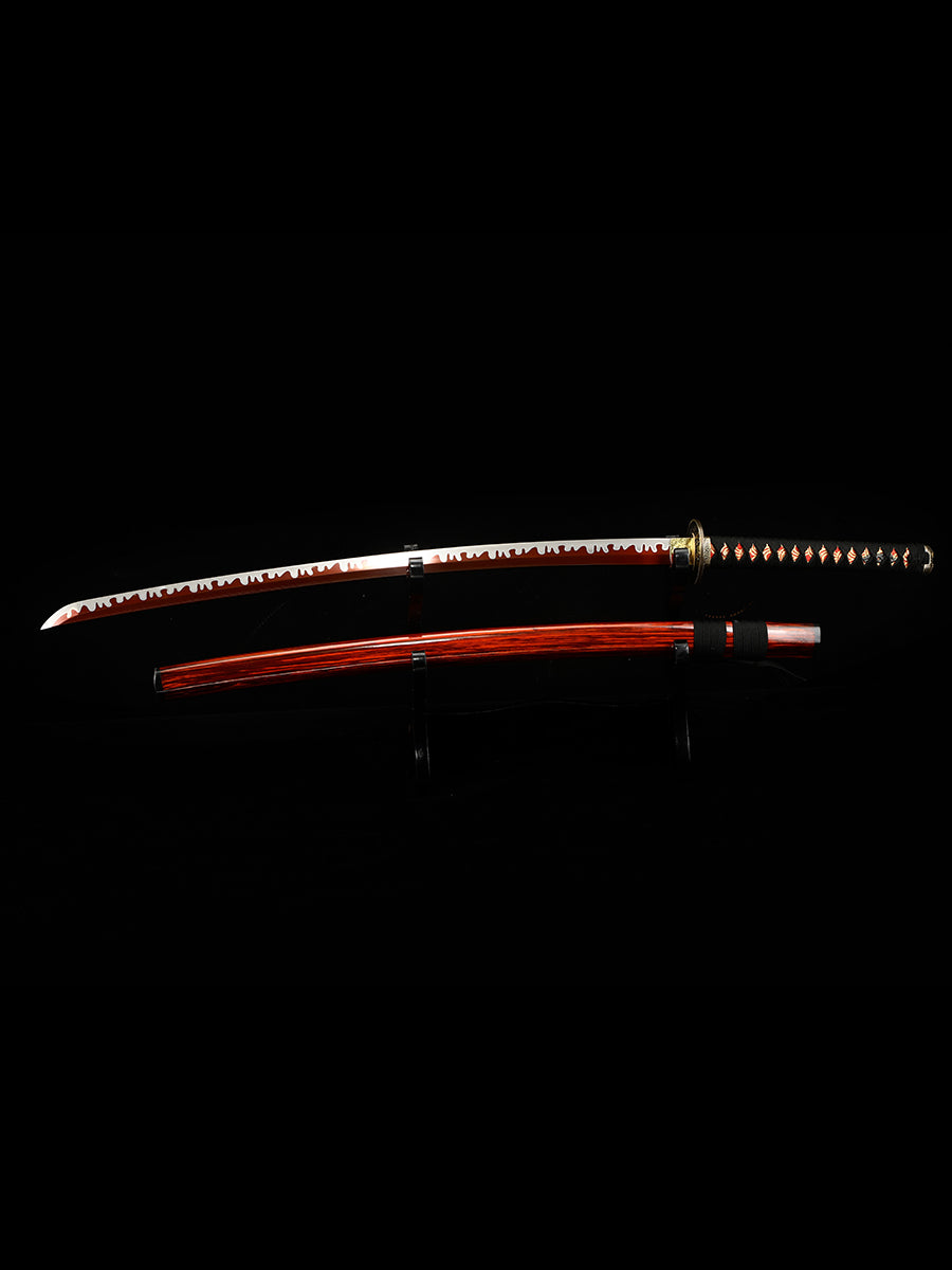 Home Decoration Samurai Sword Dark Red Sheath T10 Blade Handmade