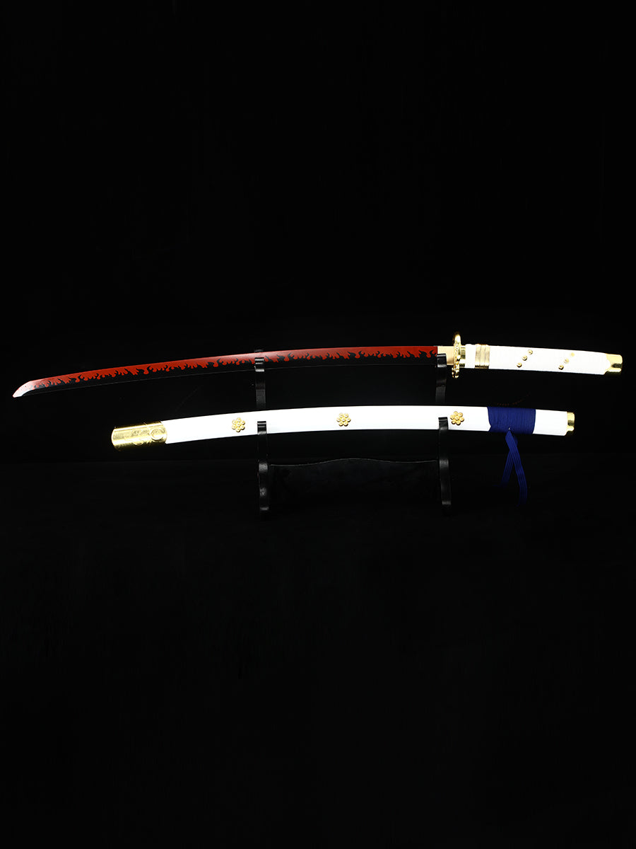 Role playing samurai sword real sword 1060 steel blade red white sheath