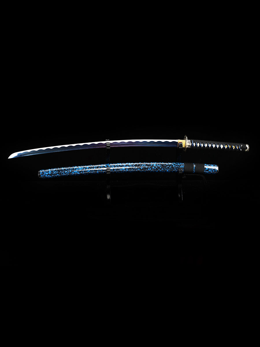 (71)forging Real 1060 High carbon steel sharp Full Tang katana | Practical authentic Japanese katana Blue scabbard