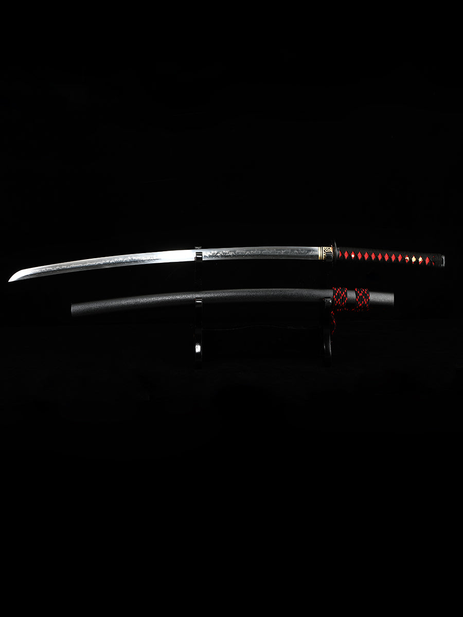 Handmade Japanese Katana Sword T10 Folded Clay Tempered Steel Real Hamon(22)